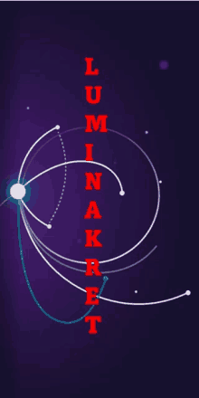 a purple background with the words luminakret in red