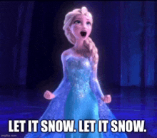 a picture of elsa from frozen with the words let it snow let it snow