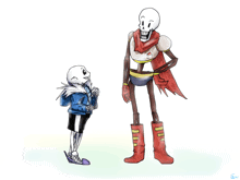 a drawing of two skeletons one of which is papyrus