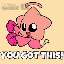a cartoon of a pink star with a pink bow and the words you got this