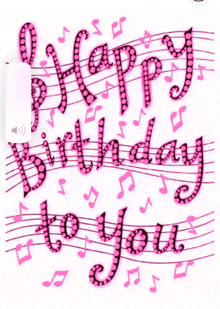 a happy birthday to you greeting card with music notes