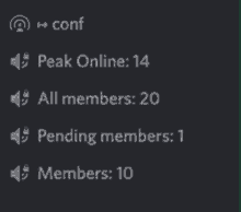 a screenshot of a discord app showing the number of members and pending members