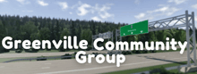 a greenville community group advertisement with a highway in the background