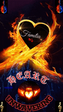 a black heart with the word familia on it