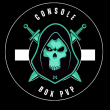 a logo for console box pvp shows a skull in a hood