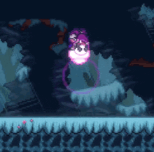 a video game scene with a purple object in the middle of the screen