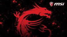 a red dragon on a black background with a msi logo .