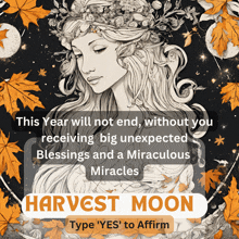 a poster for the harvest moon with a quote