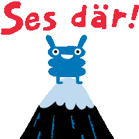 a blue monster standing on top of a mountain with the words ses dar