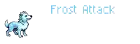 a pixel art of a wolf with the words frost attack on the bottom
