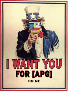 a poster that says i want you for [ apg ] on it