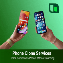 a phone clone service is advertised on a green background