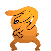 a cartoon drawing of an orange dog with a black outline