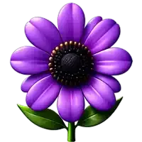 a close up of a purple flower with a green stem