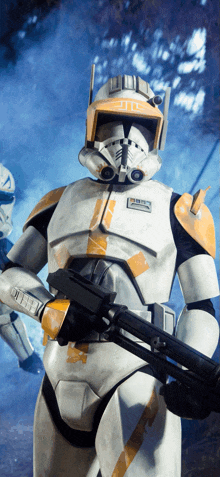 a clone trooper with a helmet that says captain cody