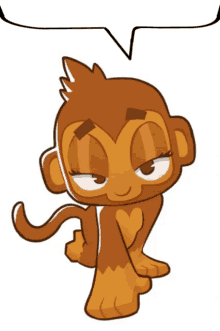 a cartoon monkey with a speech bubble above his head