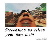 a screenshot of a video game with the words screenshot to select your new main created by nessy