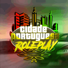 a logo for cidade portuguesa roleplay with a city skyline