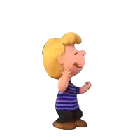 a cartoon character with blonde hair is wearing a striped shirt