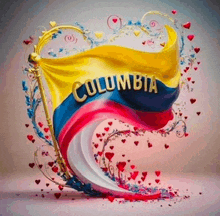 the flag of colombia is surrounded by hearts and flowers