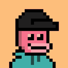 a pixel art drawing of a person with a black hat