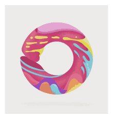 the letter o is shaped like a donut with a colorful frosting