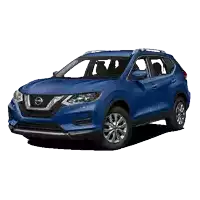 a blue nissan rogue is sitting on a white background