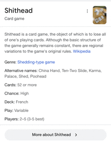 a screenshot of a card game called shithead on wikipedia