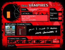 a screen that says team vampires on it with a red background