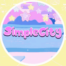 a pink and blue circle with the words simplecity written on it