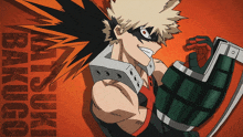 a cartoon character with the name bakugo written on the bottom