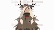 a cartoon drawing of a deer with antlers and the words made by @the converse