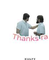 a sticker of two men shaking hands and the words thanks ra