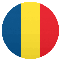 a circle with a blue yellow and red stripe on it