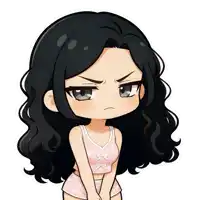 a girl with black hair is wearing a pink top with bows