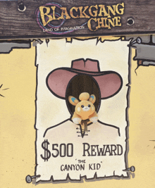 a $ 500 reward poster for the canyon kid from blackgang chine