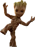 a cartoon character named groot is standing on one leg