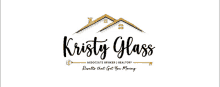 a black and gold logo for kristy glass