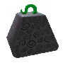 a black block with a green handle and a green s on it .