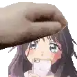a pixel art of a girl holding a cell phone .