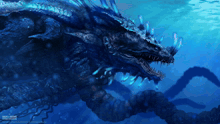 a painting of a monster in the ocean with a watermark on the bottom that says ' godzilla '