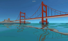 a computer screen shows a bridge over a body of water with 16 fps