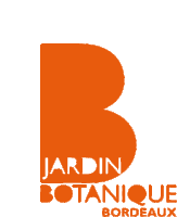 a logo for jardin botanique bordeaux with an orange b