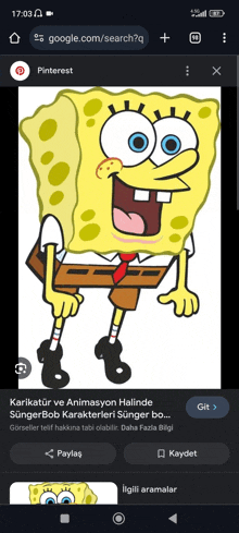 a screenshot of spongebob squarepants on google.com