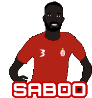 a cartoon of a man wearing a red shirt with the number 3 on it