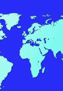 a map of the world with a blue background