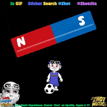 a red and blue magnet with the letter s on it