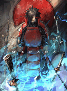 a painting of a samurai with the word madara written on it