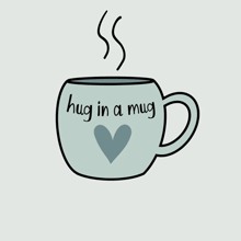 a mug that says " hug in a mug " on it