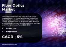 a flyer for a fiber optics market with a picture of fiber optics on it